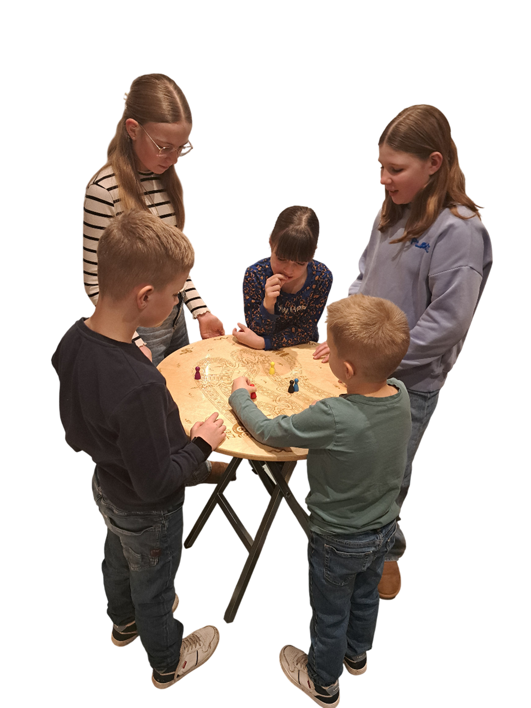 Kinder Stehtisch Ø 70 cm Tischplatte aus Birkenholz individuell gestaltbar