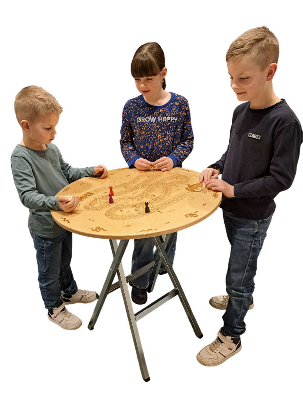 Kinder Stehtisch Ø 70 cm Tischplatte aus Birkenholz individuell gestaltbar