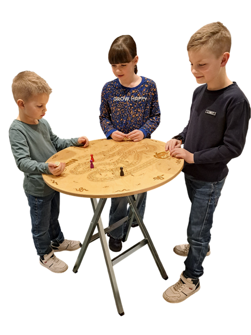 Kinder Stehtisch Ø 70 cm Tischplatte aus Birkenholz individuell gestaltbar