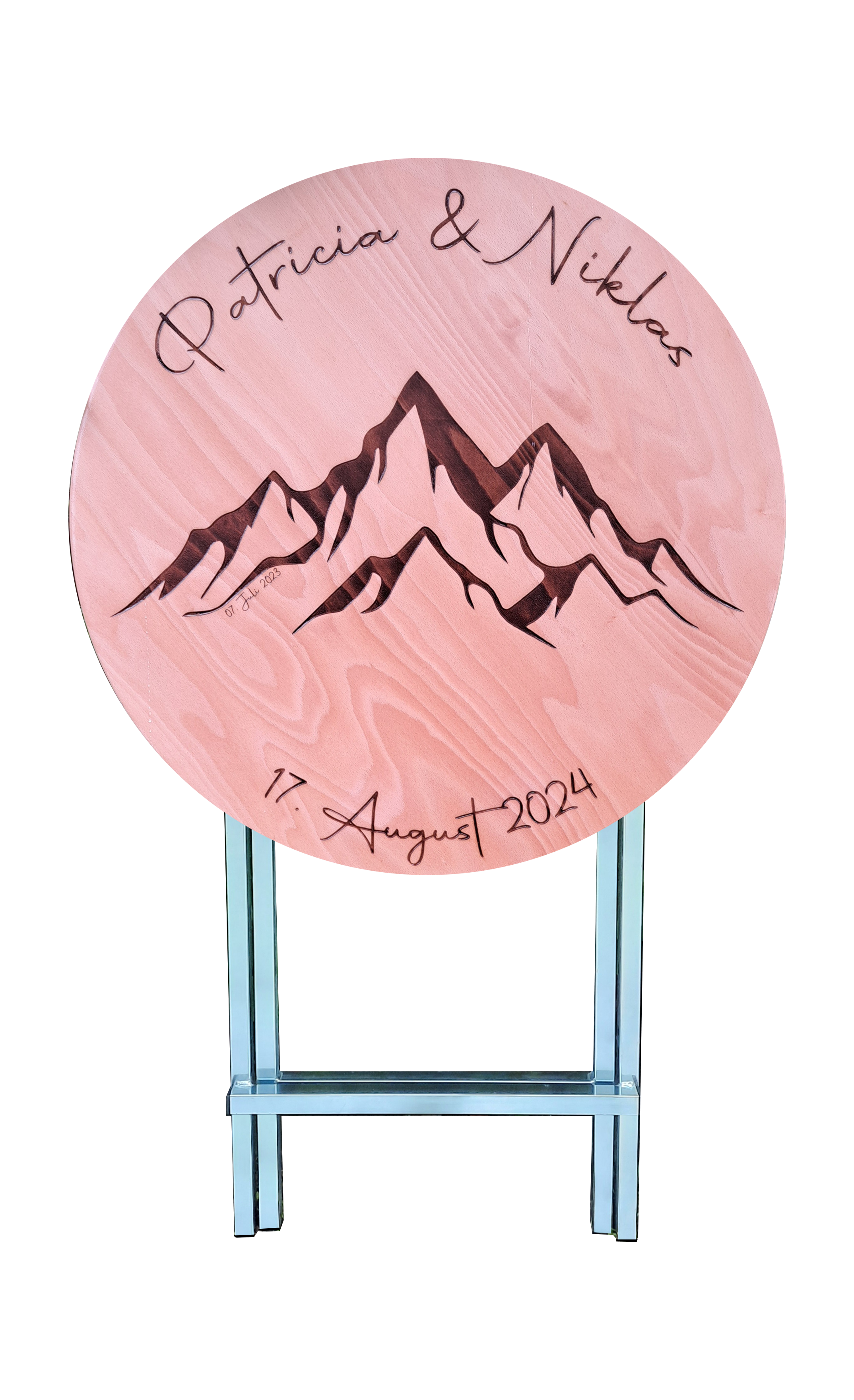 Stehtisch Ø 70 cm Tischplatte aus Birkenholz individuell gestaltbar