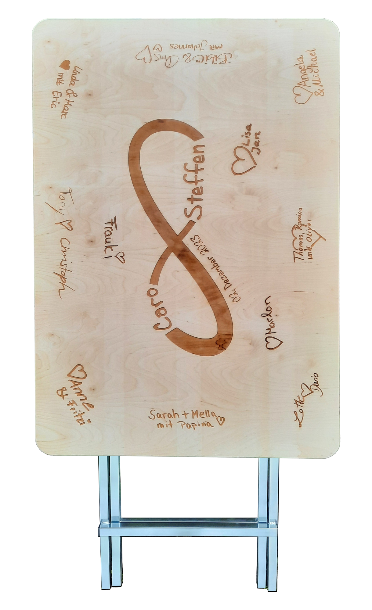 Stehtisch XXL 1,20 m x 80 cm Tischplatte aus Birkenholz individuell gestaltbar