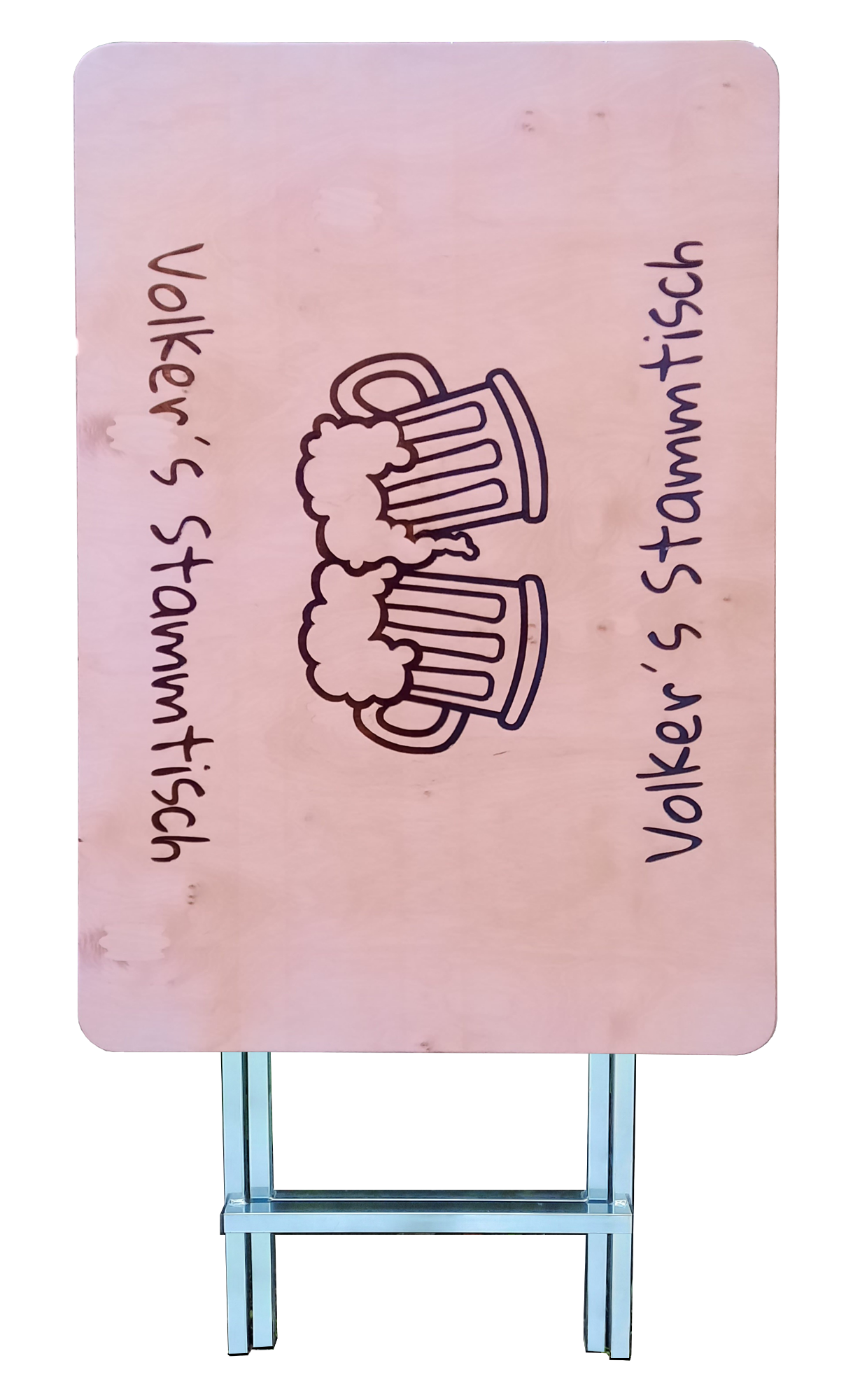 Stehtisch XXL 1,20 m x 80 cm Tischplatte aus Birkenholz individuell gestaltbar