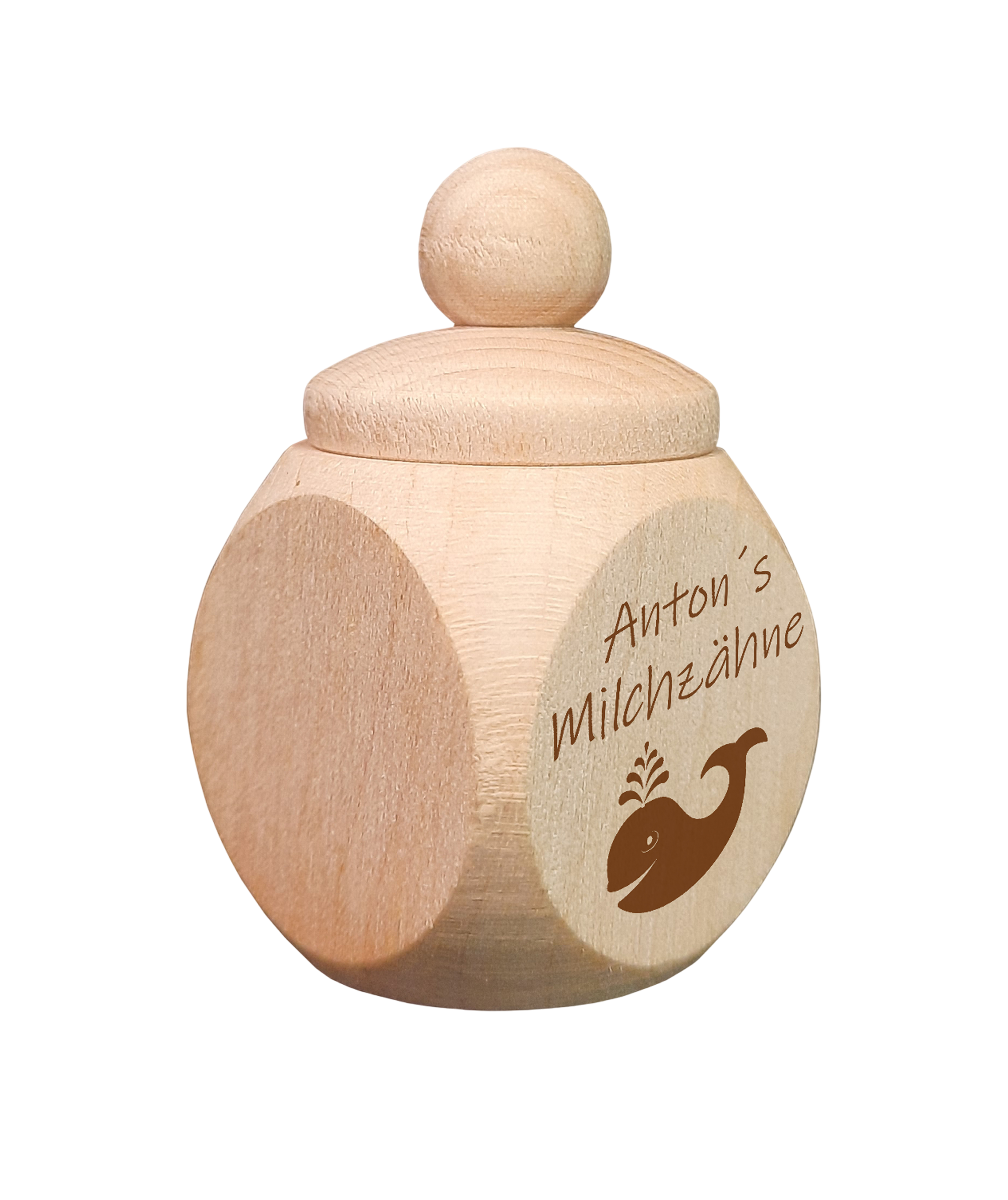 Milchzahndose aus Naturholz individuell gestaltbar