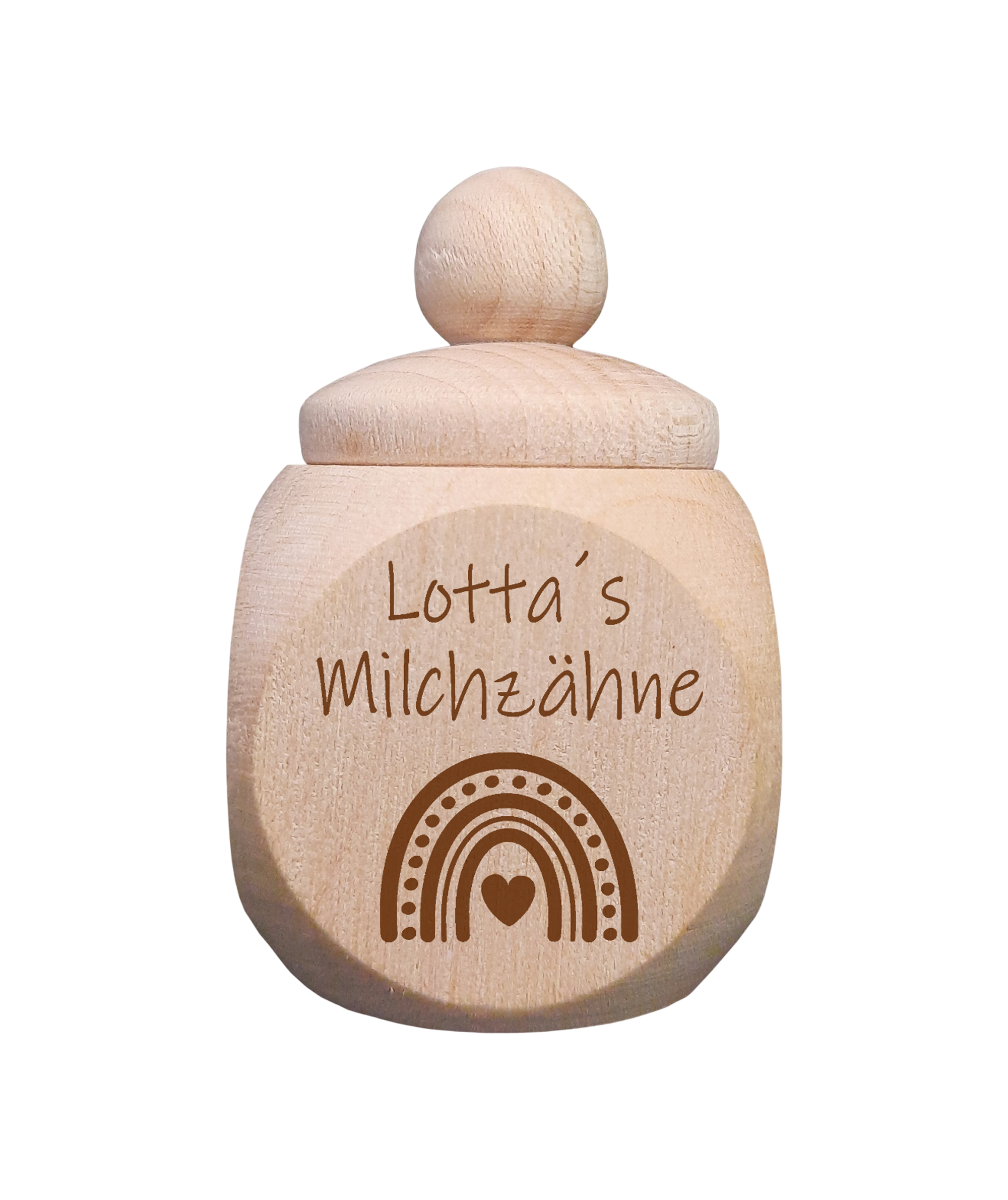Milchzahndose aus Naturholz individuell gestaltbar