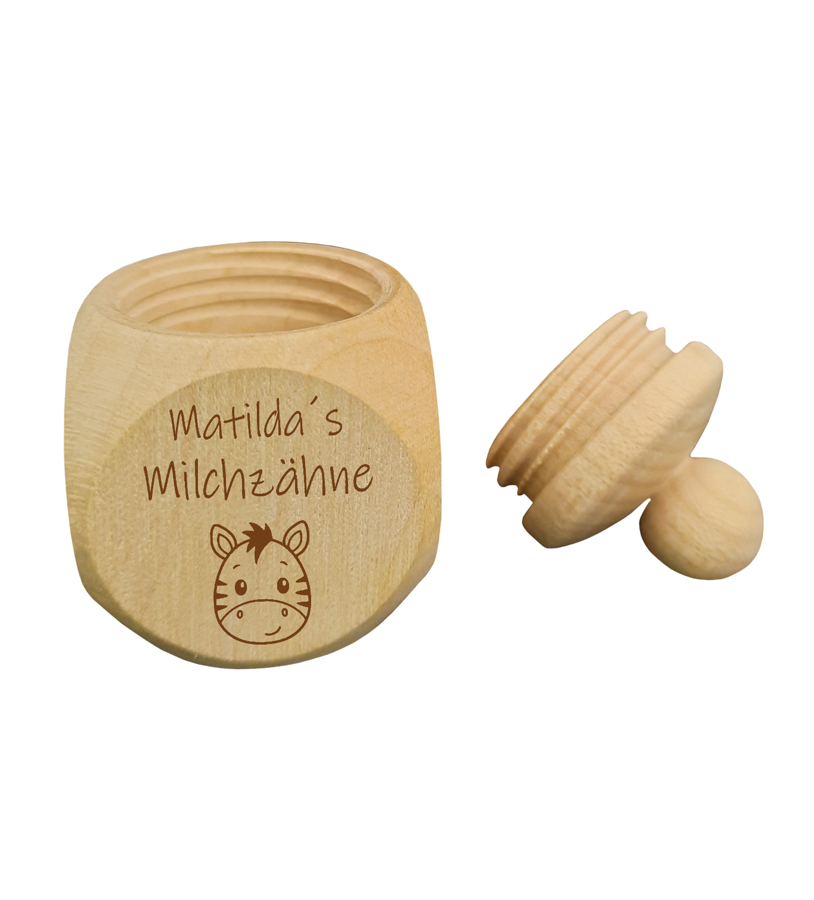 Milchzahndose aus Naturholz individuell gestaltbar