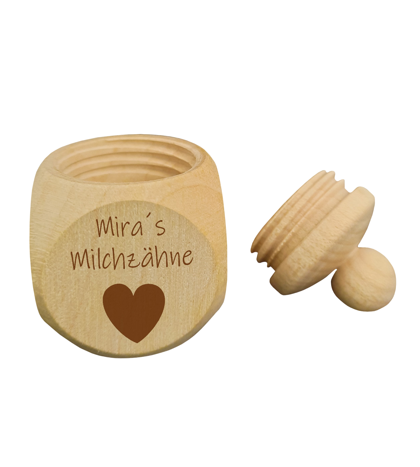 Milchzahndose aus Naturholz individuell gestaltbar