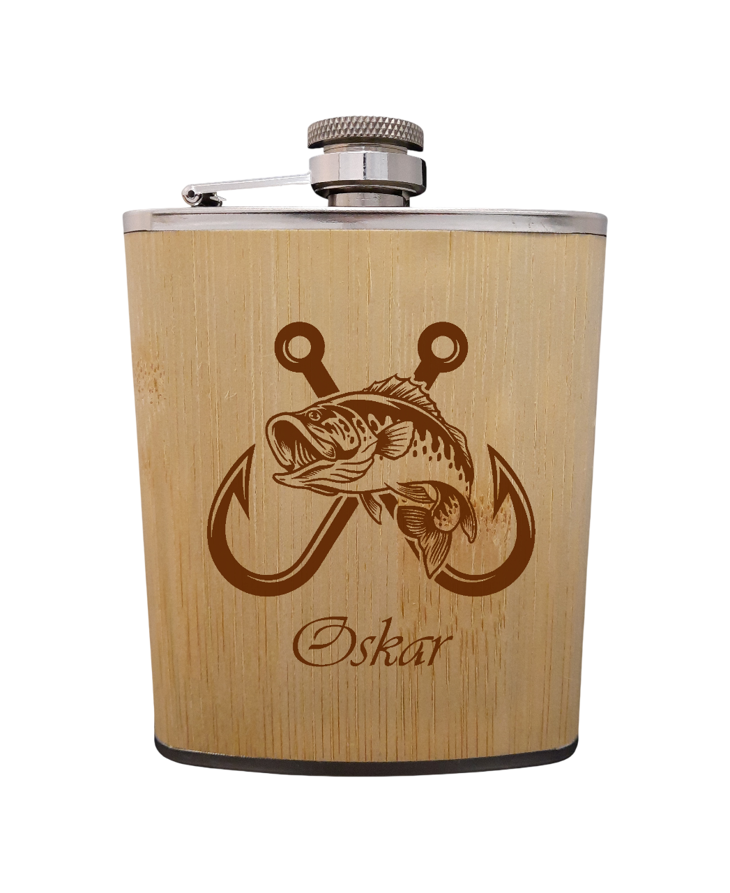 Bambusholz ummantelter Flachmann aus Edelstahl 200 ml individuell gestaltbar