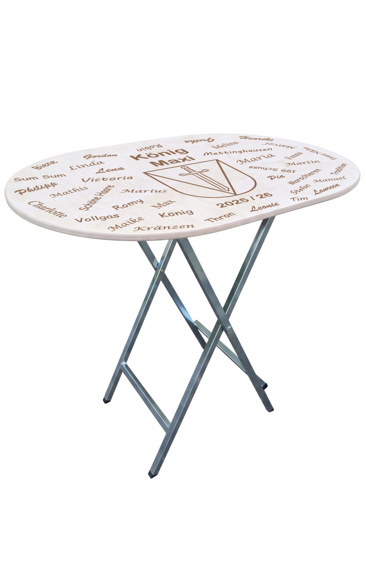 Stehtisch XXL Oval 1,20 m x 80 cm Tischplatte aus Birkenholz individuell gestaltbar