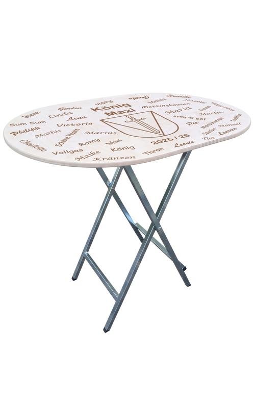 Stehtisch XXL Oval 1,20 m x 80 cm Tischplatte aus Birkenholz individuell gestaltbar
