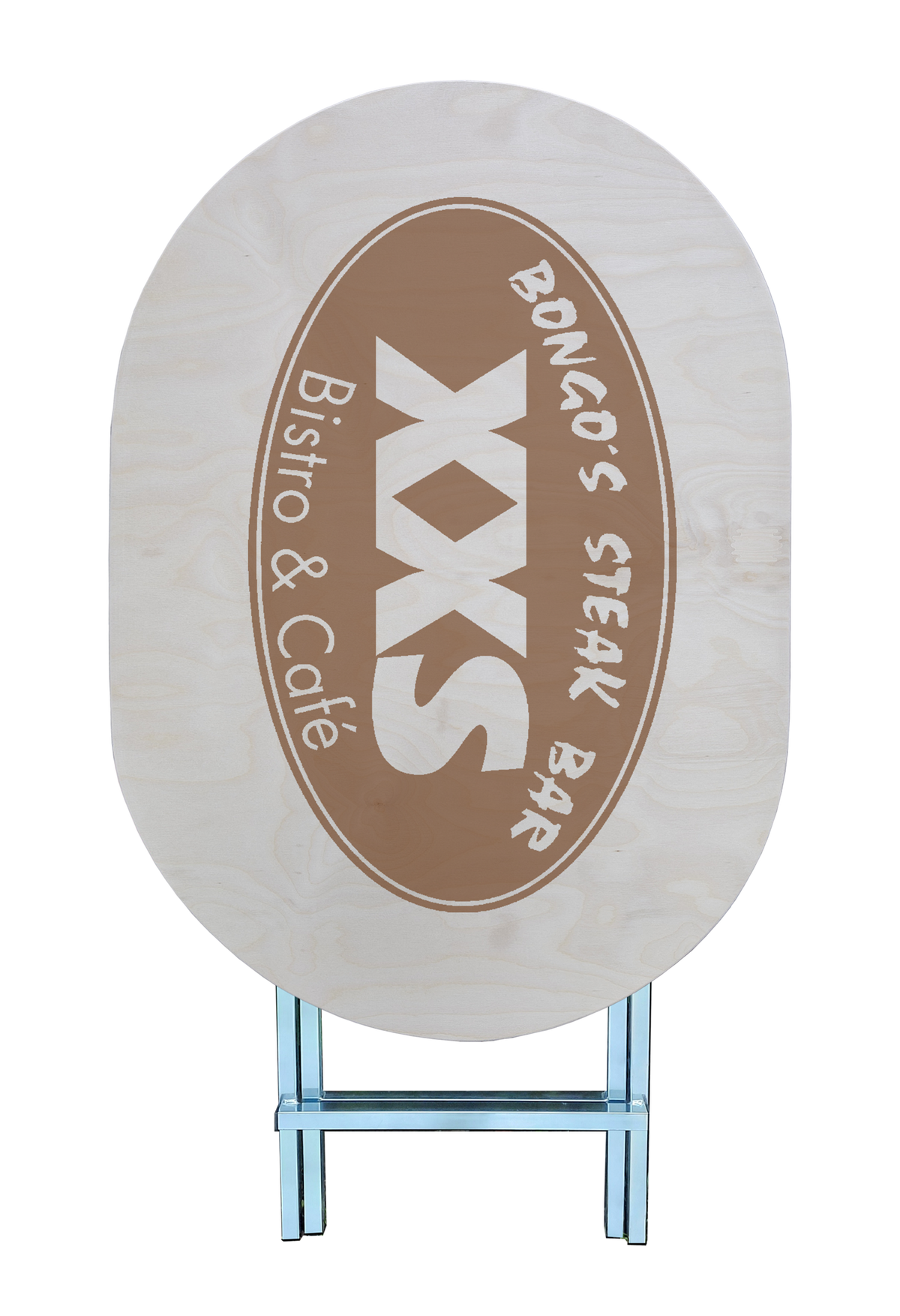 Stehtisch XXL Oval 1,20 m x 80 cm Tischplatte aus Birkenholz individuell gestaltbar