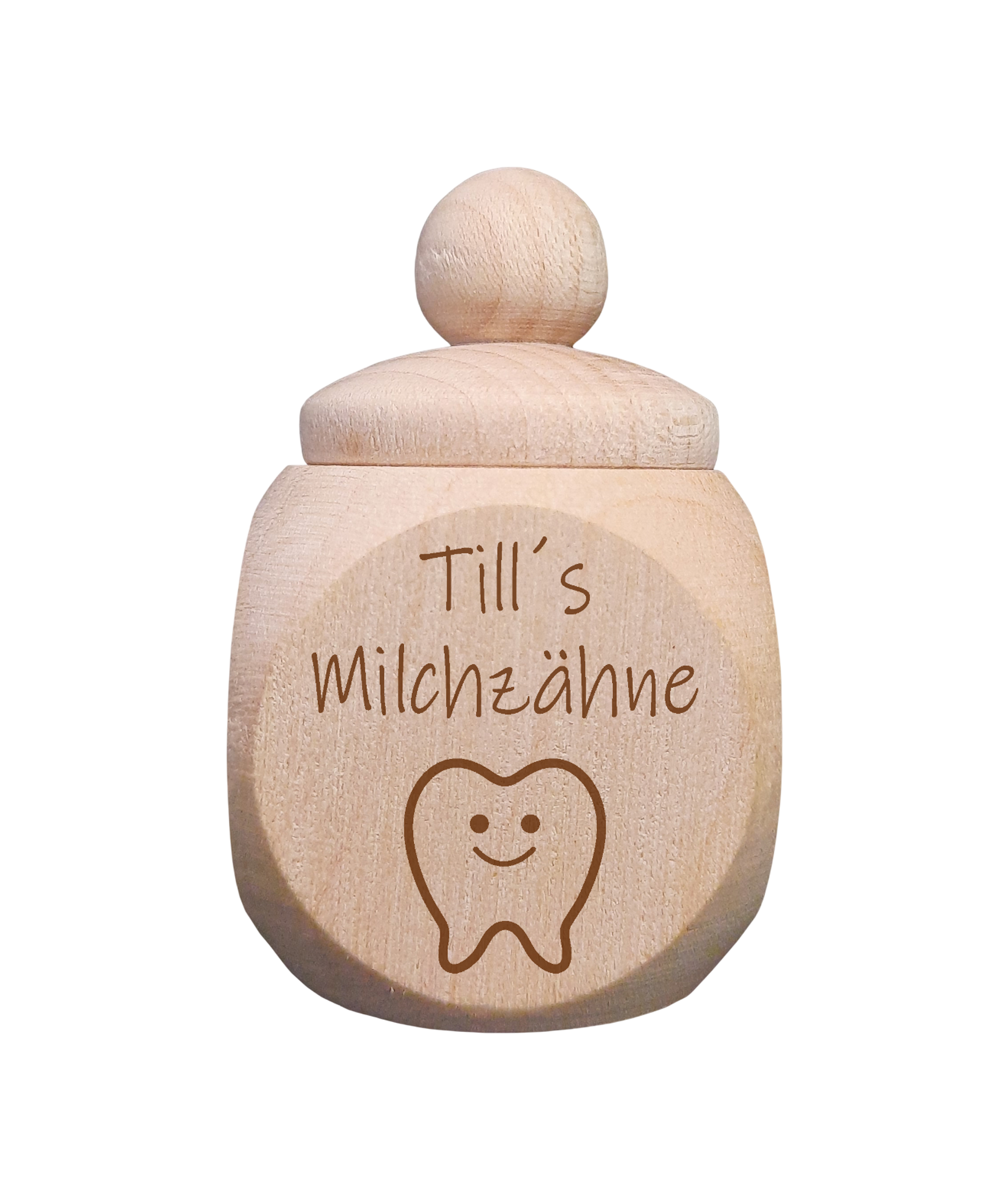 Milchzahndose aus Naturholz individuell gestaltbar