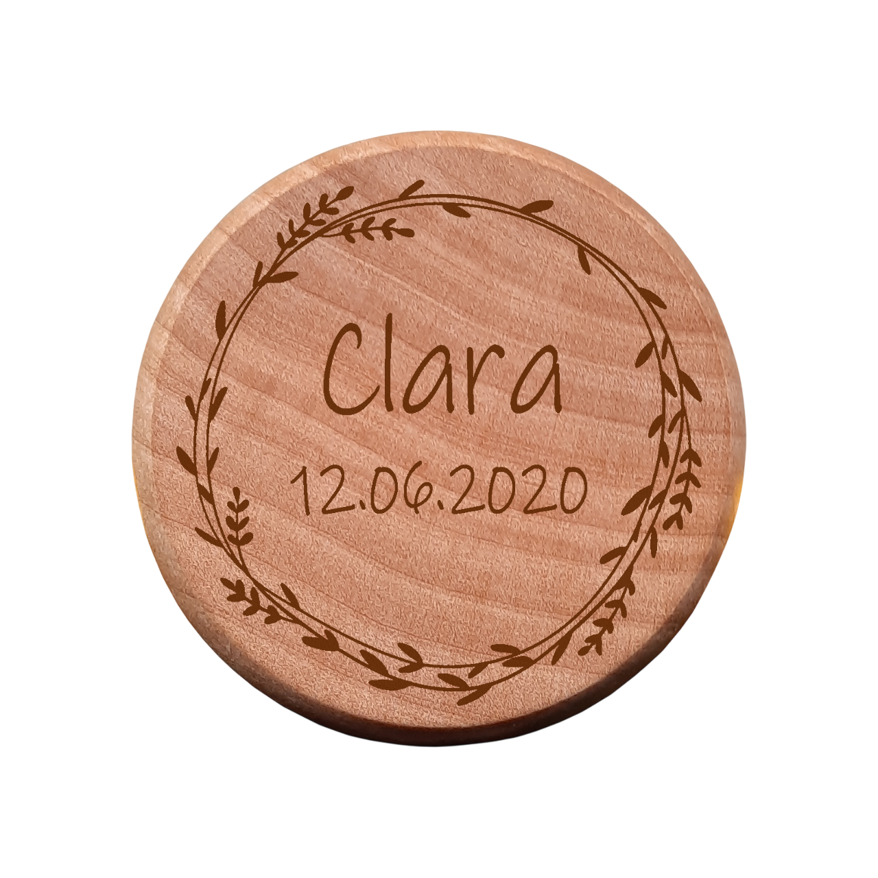 Holzdose rund mit Schraubverschluss individuell gestaltbar